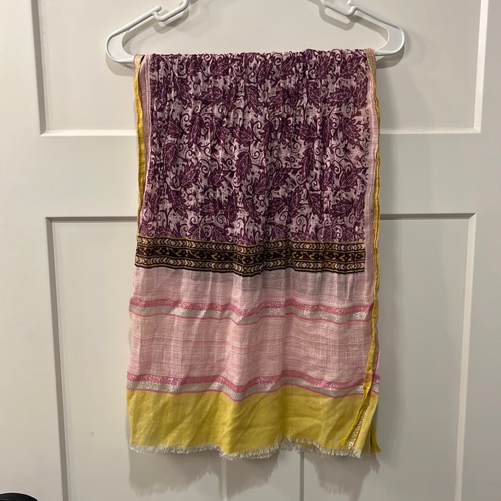 Purple, pink, yellow scarf